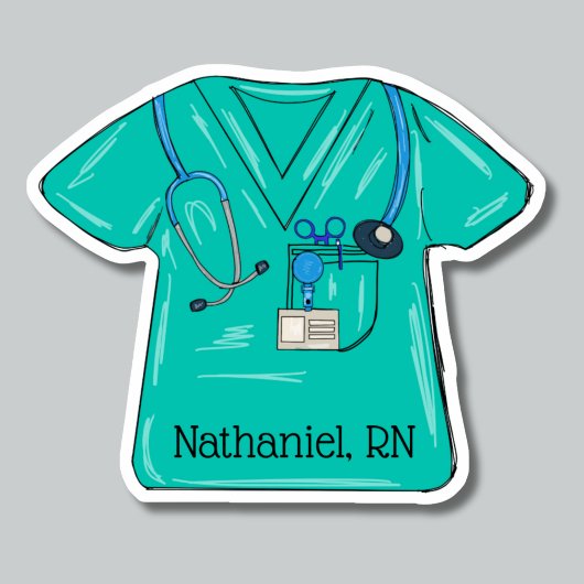 Groene Verpleegkunde Scrub Top Monogram Waterdicht Sticker
