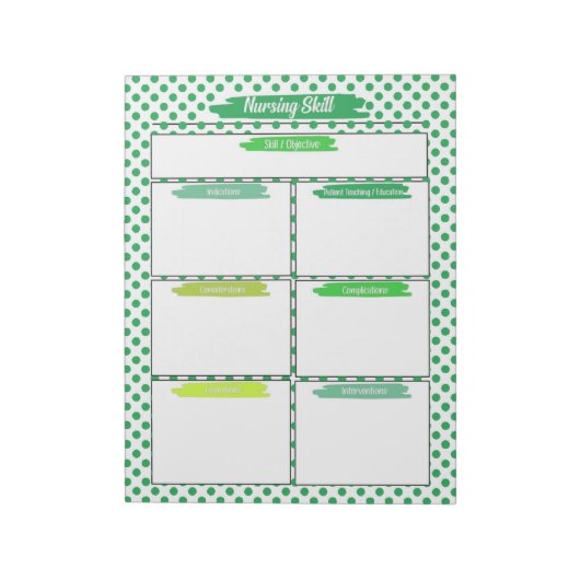 Groene Verpleegkunde Student Skills Sjabloon Notitieblok (Linkerzijde)