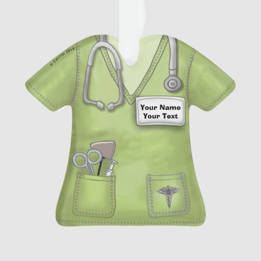 Groene verpleegster medische scrubs ornament (voorkant)