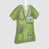 Groene verpleegster medische scrubs ornament (voorkant)