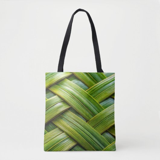 Groene verse bamboevlechting tote bag (Voorkant)
