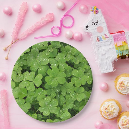 Groene verse shamrock, geluk Sint Patricks klaver Papieren Bordje (Feest)