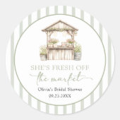 Groene Verse Van De Markt Bruidsfeest Ronde Sticker (Voorkant)