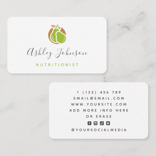 Groene verse voedingsmiddelensector Moderne social Visitekaartje (Voorkant / Achterkant)