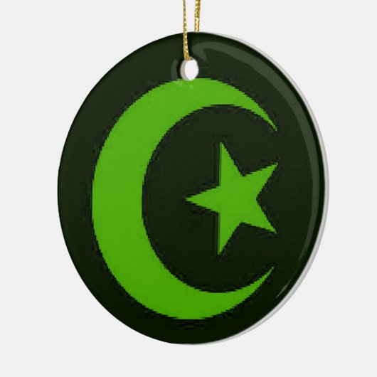 Groene versiering met moon en Star Keramisch Ornament (Links)