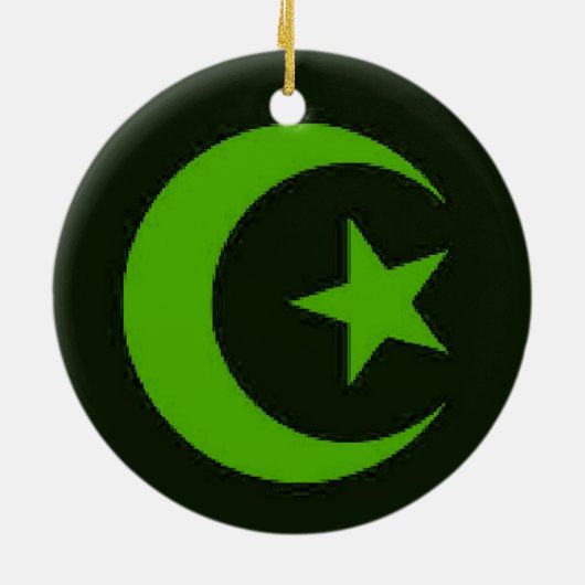 Groene versiering met moon en Star Keramisch Ornament (Achterkant)