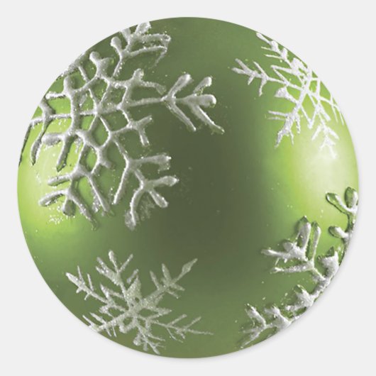 Groene versiering met Snowflakes Sticker (Voorkant)