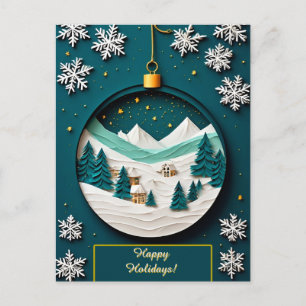 🎄 Groene versiering Sneeuw Magie ❄️ Feestelijke W Briefkaart