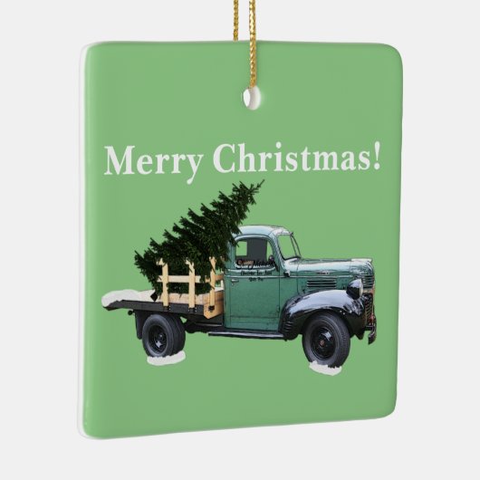 Groene  versiering van vrachtwagen en vierkant keramisch ornament (Rechts)