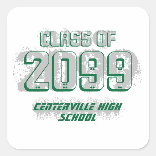 Groene Verstoorde Moderne Klasse van Vierkante Sti Vierkante Sticker (Voorkant)