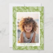 Groene vertakkingen Calligrafie Type Happy van de  Feestdagenkaart (Voorkant)