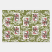 Groene vertakkingen Merry Calligraphy Photo white  Inpakpapier Vel (Voorkant)