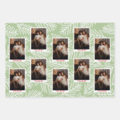 Groene vertakkingen Merry Calligraphy Photo white  Inpakpapier Vel (Voorkant 3)