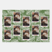 Groene vertakkingen Merry Calligraphy Photo white  Inpakpapier Vel (Voorkant)