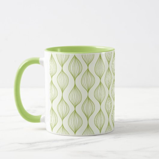 Groene verticale ogeenpatroonachtergrond mok (Links)