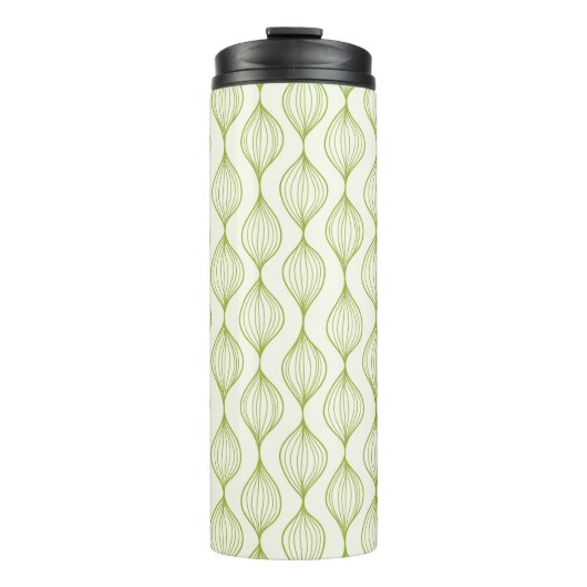 Groene verticale ogeenpatroonachtergrond thermosbeker (Voorkant)