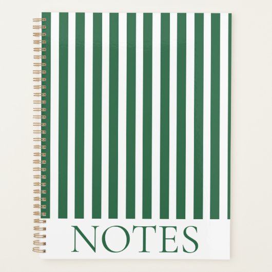 Groene Verticale Streep Moderne Minimalist Planner (Voorkant)