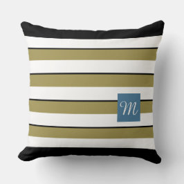 Groene Vet Streep Monogram Kussen