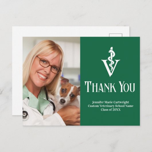 Groene Veterinair Foto Aangepaste Dank Je Briefkaart (Voorkant / Achterkant)