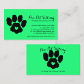 Groene veterinaire logo-kattenhondpap visitekaartje (Voorkant / Achterkant)