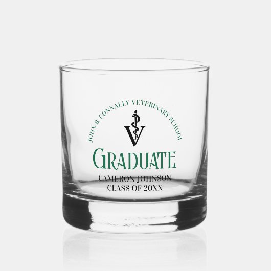 Groene Veterinaire School Afstuderen Custom Whisky Glas (Voorkant)