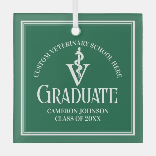 Groene Veterinaire School Afstuderen Kerst Glas Ornament (Voorkant)