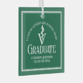 Groene Veterinaire School Afstuderen Kerst Glas Ornament (Voorkant Rechts)