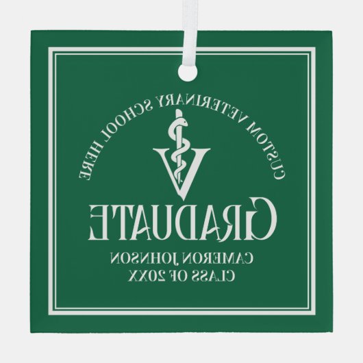 Groene Veterinaire School Afstuderen Kerst Glas Ornament (Achterkant)