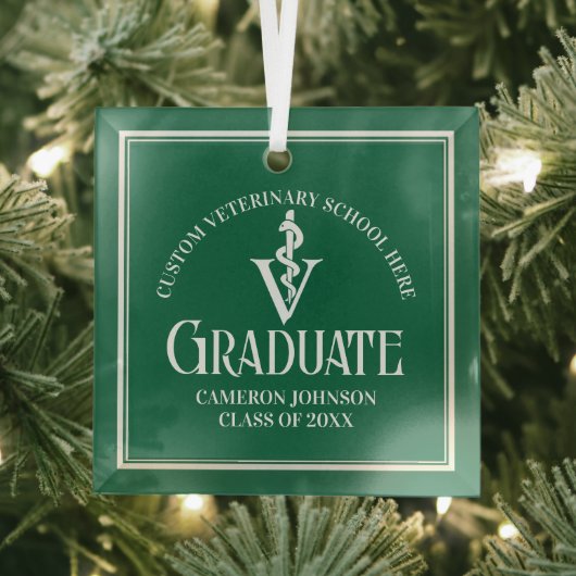 Groene Veterinaire School Afstuderen Kerst Glas Ornament (Insitu)