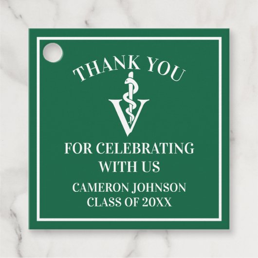 Groene Veterinaire School Custom Graduation Party Bedankjes Labels (Voorkant)