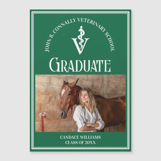Groene Veterinaire School Foto Afstuderen Magnet (Voorkant)