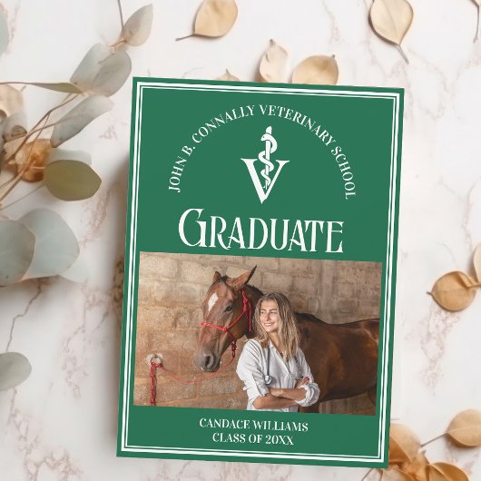 Groene Veterinaire School Foto Custom Afstuderen Aankondiging