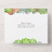 Groene Vetplant Alles in Eén Trouw Uitnodiging (Achterkant)