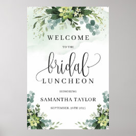 Groene vetplant bruidslunch welkomstbord poster