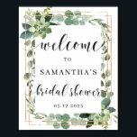 Groene vetplant bruiloft Welcome Sign 8x10 Poster<br><div class="desc">Boho groene vetplant met gouden glitters geometrisch gecombineerd met modern kalligrafie lettertype is perfect voor je bruiloftfeest</div>