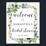 Groene Vetplant bruiloft Welcome Sign 8x10 Poster<br><div class="desc">Boho groene Vetplant met gouden glitters gecombineerd met modern kalligrafie lettertype is perfect voor je bruiloftsfeestje</div>