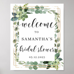 Groene vetplant bruiloft Welcome Sign 8x10 Poster