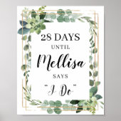 Groene vetplant gouden boho countdown bord poster (Voorkant)