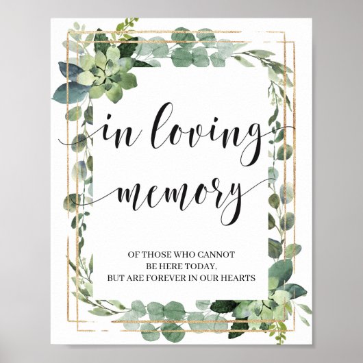 Groene vetplant gouden 'in liefdevolle herinnering poster (Voorkant)