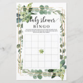Groene vetplant rustieke baby shower bingo spel (Voorkant)