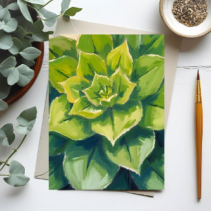 Groene vetplant schilderij briefkaart