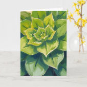 Groene vetplant schilderij kaart (Gele Bloem)
