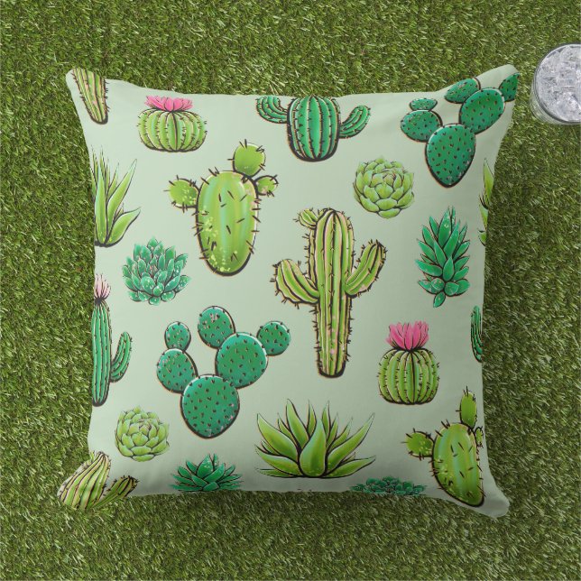 Groene Vetplanten  Buitenkussen (Gras)