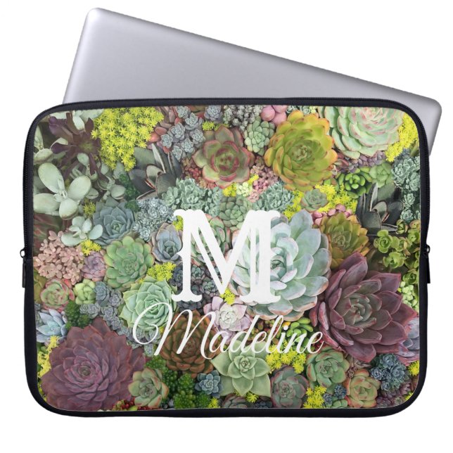 Groene Vetplanten Laptop Sleeve (Voorkant)