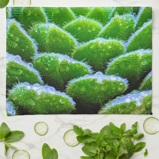 Groene vetplanten Natuur Fotografie Theedoek (Gevouwen)