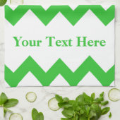 Groene Vette Chevron met aanpasbare tekst Theedoek (Gevouwen)