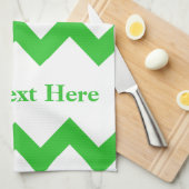 Groene Vette Chevron met aanpasbare tekst Theedoek (Quarter Fold)