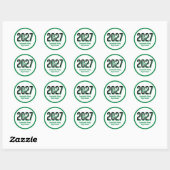 Groene Vette Geschaduwde Nummers Klas van 2027 Ronde Sticker (Vel)