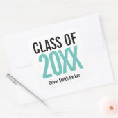 Groene Vette Persoonlijke Afstudeer ANY YEAR Vierkante Sticker (Envelop)