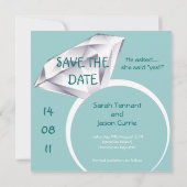 Groene vette ring sparen de Datum Save The Date (Achterkant)